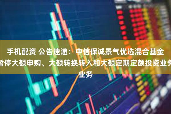 手机配资 公告速递：中信保诚景气优选混合基金暂停大额申购、大额转换转入和大额定期定额投资业务